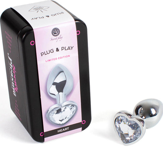 Secretplay - Butt Plug Aus Metall, Klares Kristallherz, Kleine Größe
