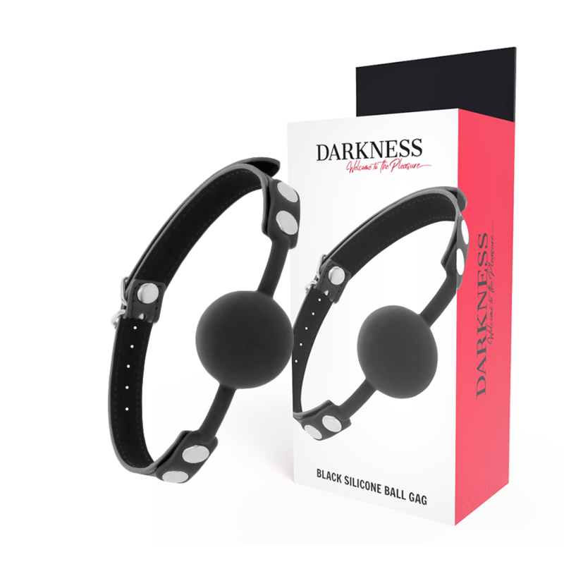Darkness - Silikon Knebel mit Lederriemen