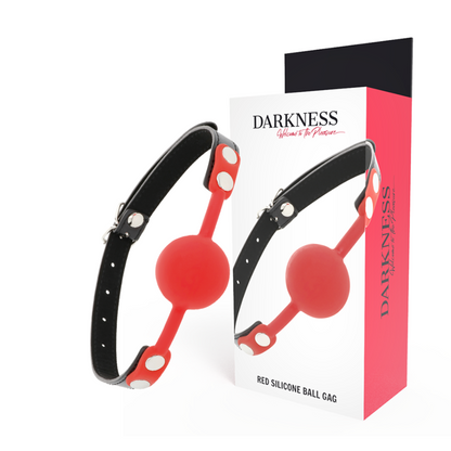 Darkness - Silikon Knebel mit Lederriemen