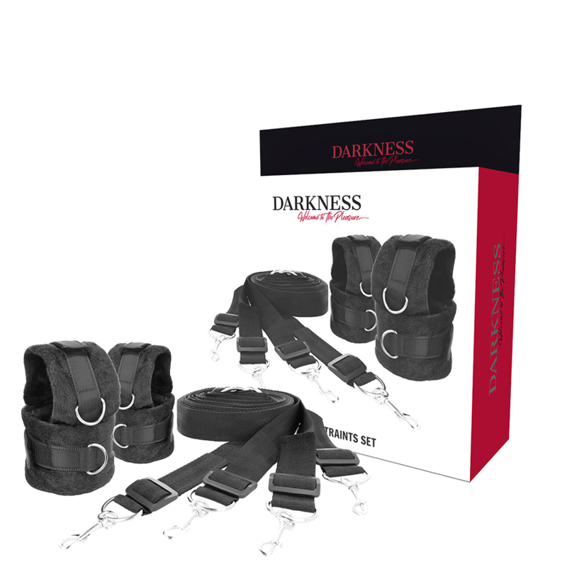 Darkness - Bettfessel Set mit Manschetten