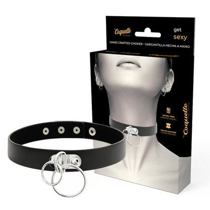 Coquette - Doppelring-Halsband aus veganem Leder