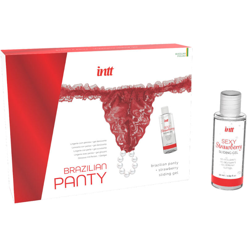 INTT - Brazilian Panty - Höschen mit Perlen und Gleitgel