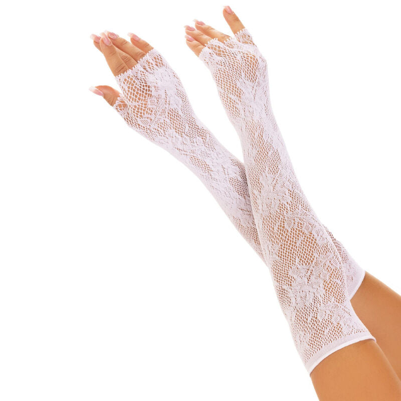 Leg Avenue - Floral Network Fingerlose Handschuhe weiß