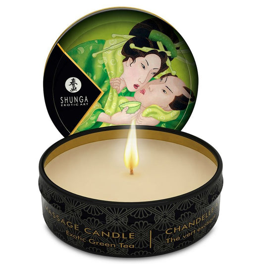 Shunga Erotic Art - Mini Caress by Candelight - Grüner Tee-Massagekerze