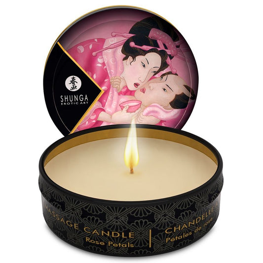 Shunga Erotic Art - Mini Caress by Candelight - Rosen-Massagekerze