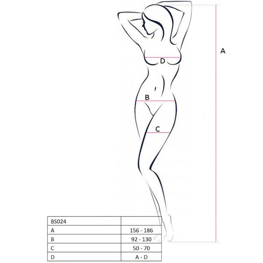Passion - Netz-Body mit Schrittöffnung und Stickerei