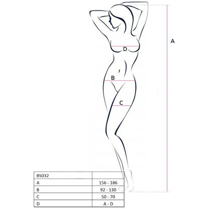 Passion - Netz-Body mit Schrittöffnung und Stickerei