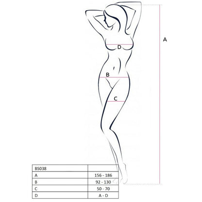 Passion - Netz-Body mit Schrittöffnung und Stickerei