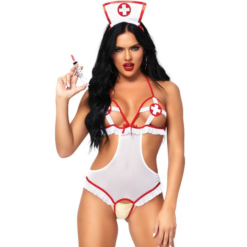 Leg Avenue - Nurse Offener Teddy Ohne Kreuz,