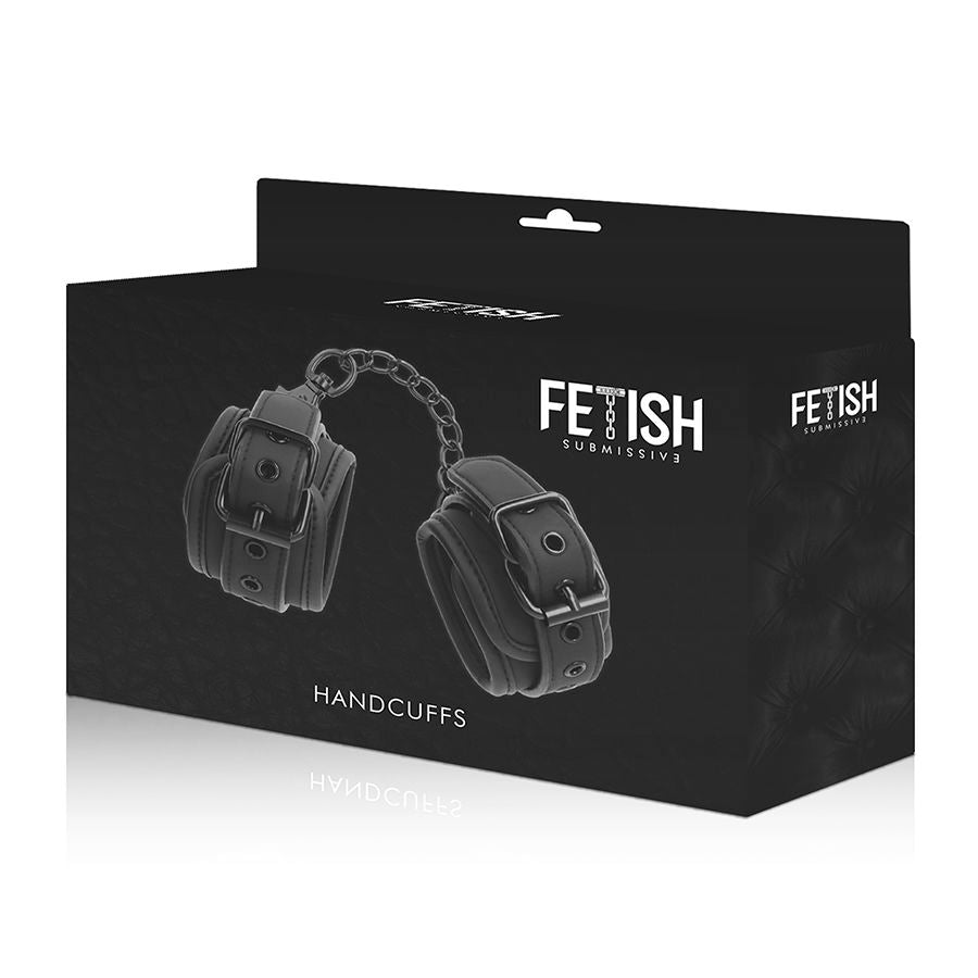 Fetish Submissive - Handschellen aus veganem Leder mit Noprene-Futter