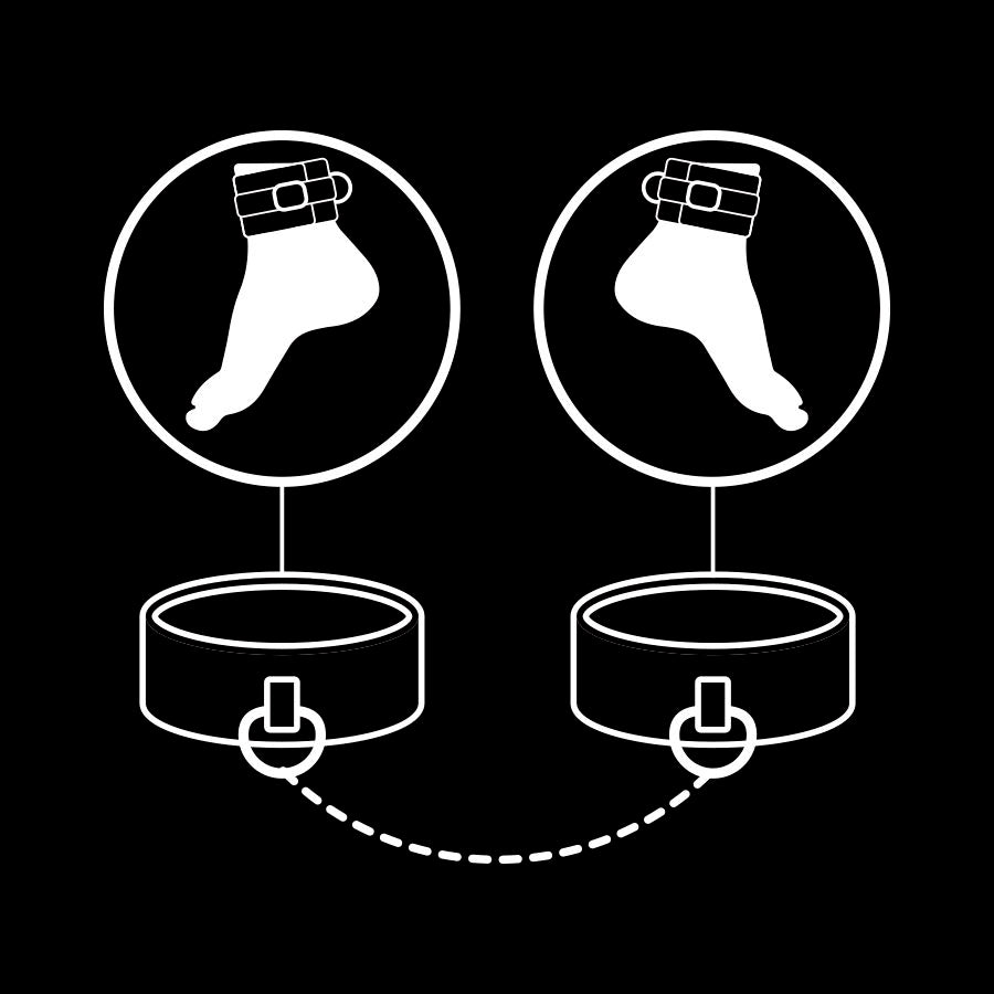 Fetish Submissive - Fußmanschetten aus veganem Leder mit Neoprenfutter