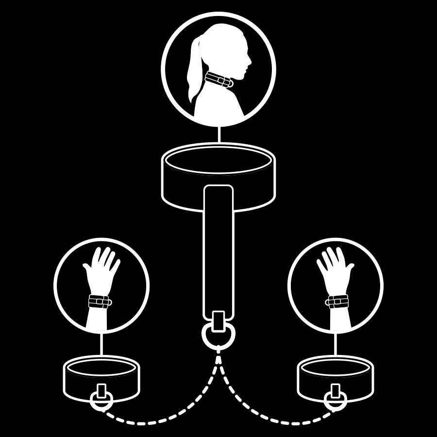 Fetish Submissive - Halskette und Handschellen aus veganem Leder