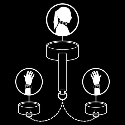 Fetish Submissive - Halskette und Handschellen aus veganem Leder