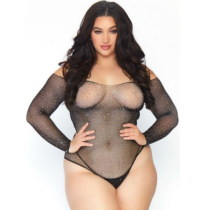 Leg Avenue - Kristallisierter Langarm-Netz-Body