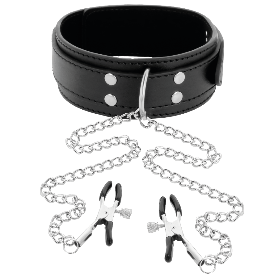 Darkness - Halsband mit Nippelklammern