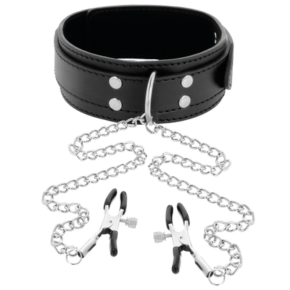 Darkness - Halsband mit Nippelklammern