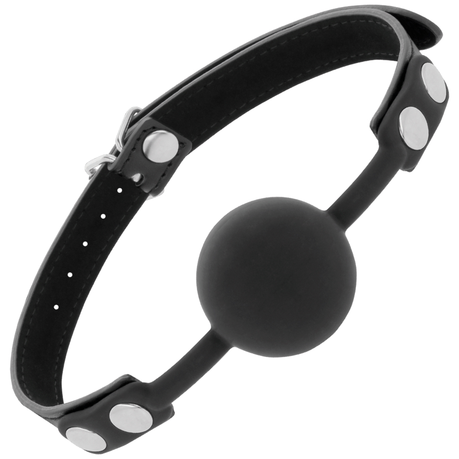 Darkness - Silikon Knebel mit Lederriemen