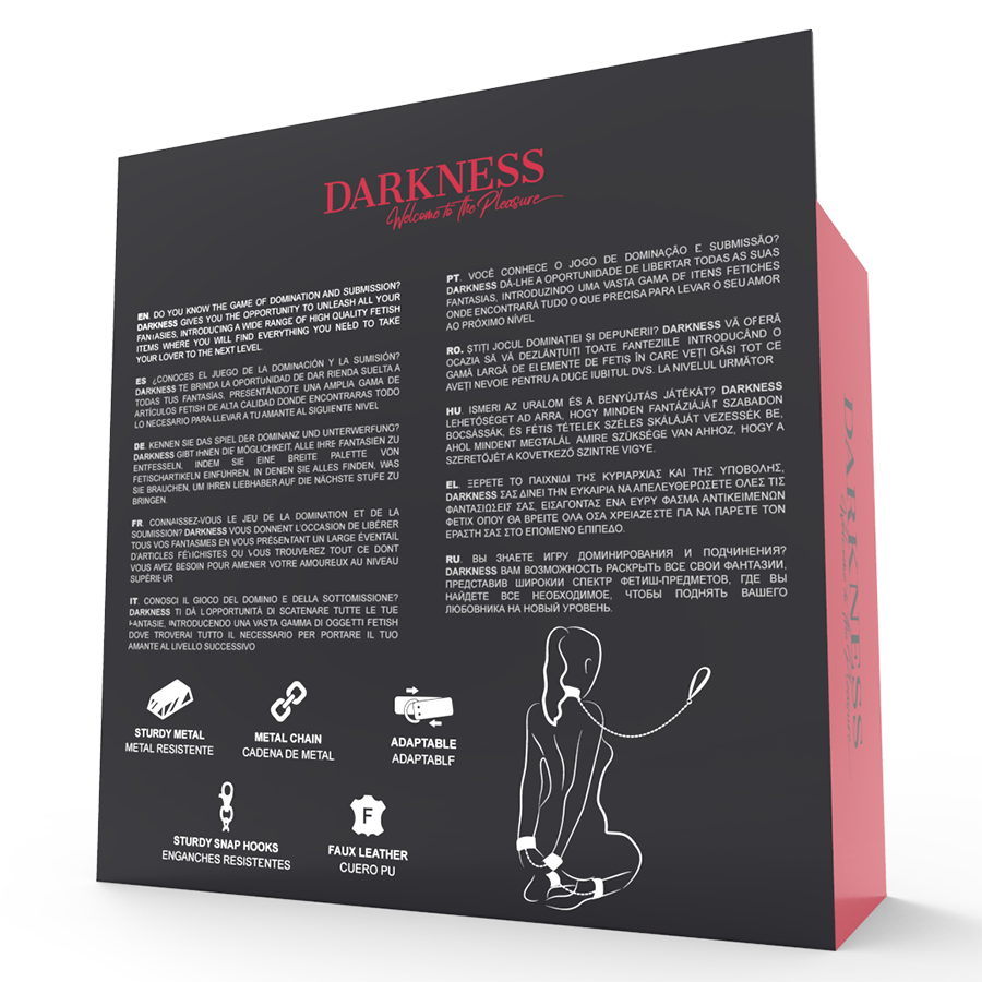 Darkness - Handschellen und Halsband aus schwarzem Leder