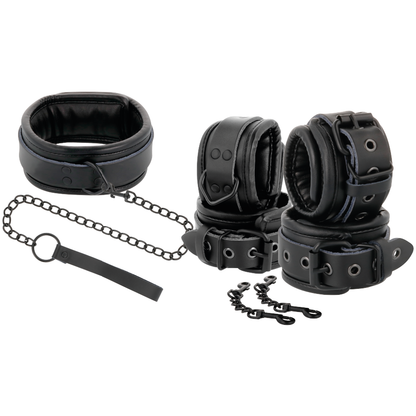 Darkness - Handschellen und Halsband aus schwarzem Leder