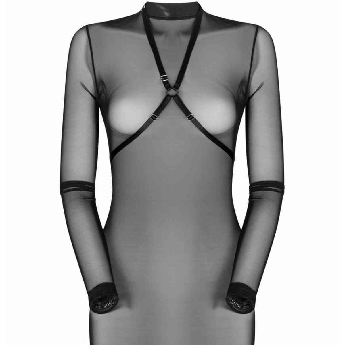 Schwarzes Harness-Meshkleid