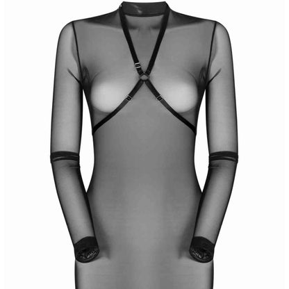 Schwarzes Harness-Meshkleid