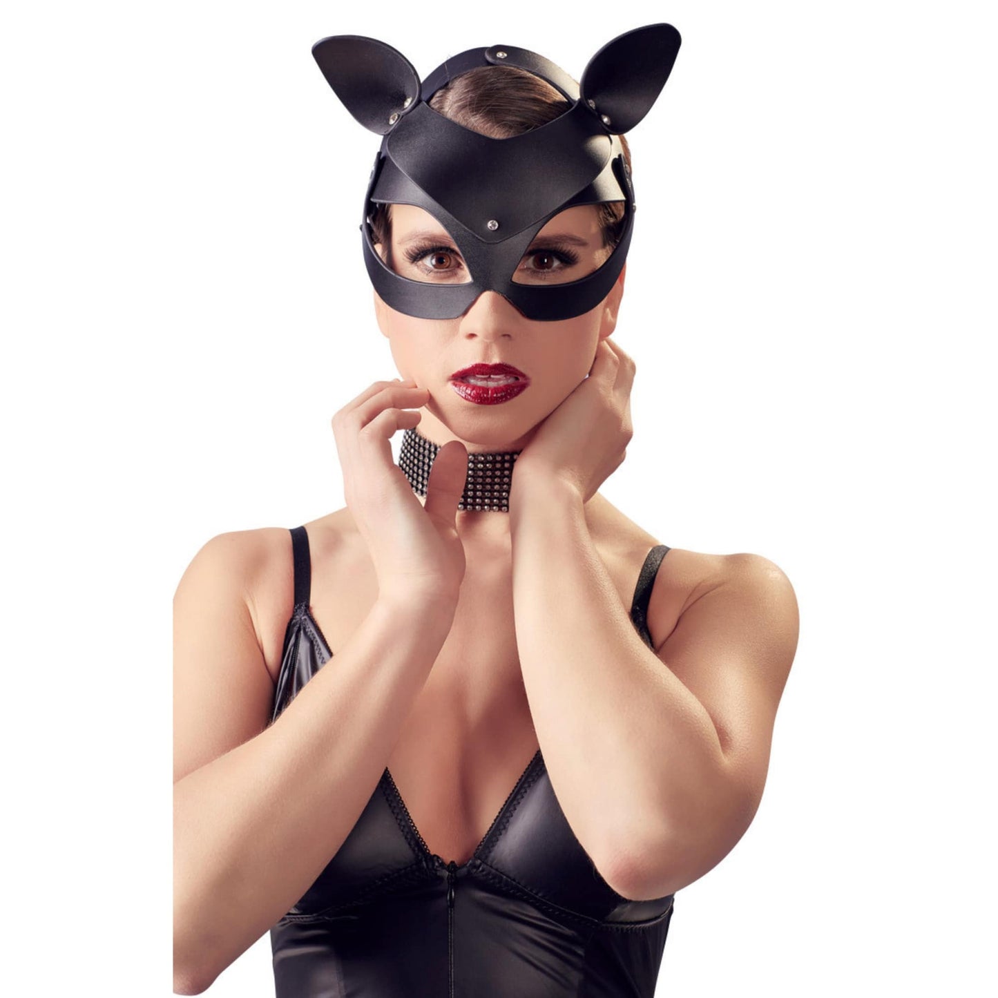 Katzenmaske in schwarzer Lederoptik - OH MY! FANTASY
