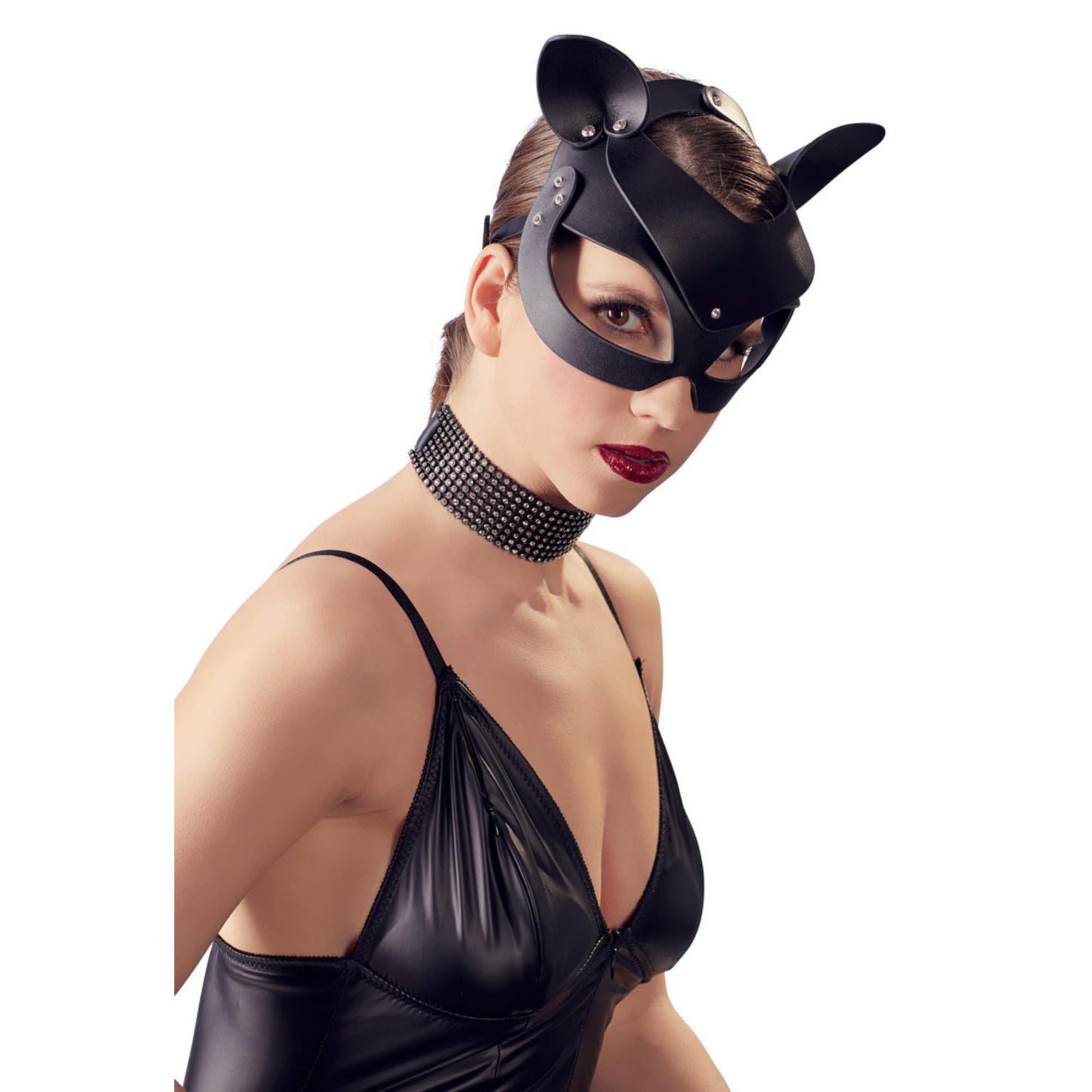Katzenmaske in schwarzer Lederoptik - OH MY! FANTASY