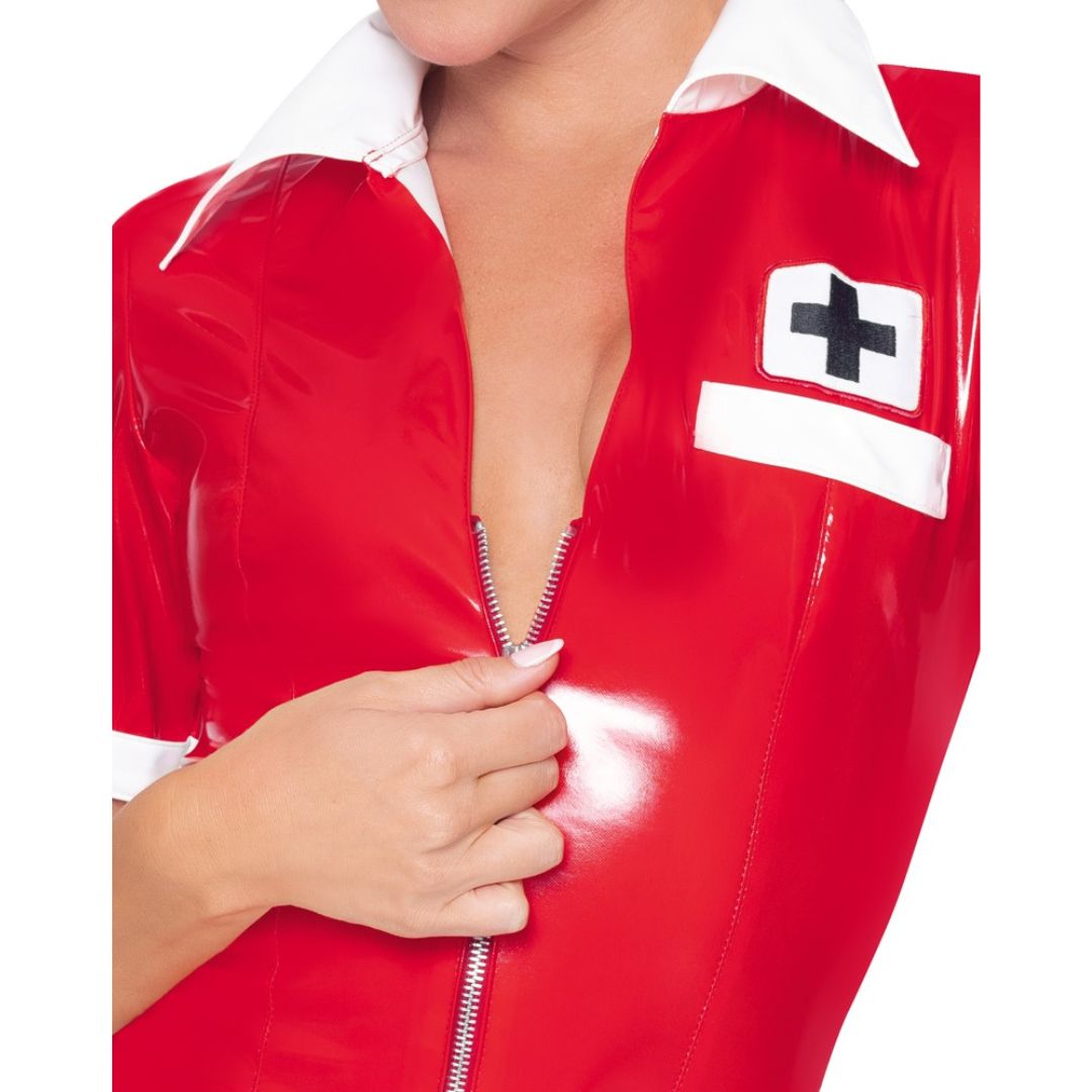 Krankenschwester Minikleid plus Haube aus Lack - OH MY! FANTASY