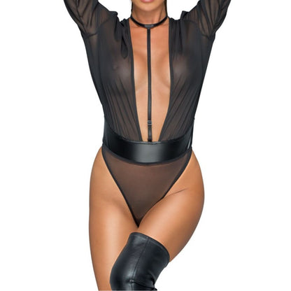Body mit Chiffon-Oberteil und Schrittverschluss - OH MY! FANTASY