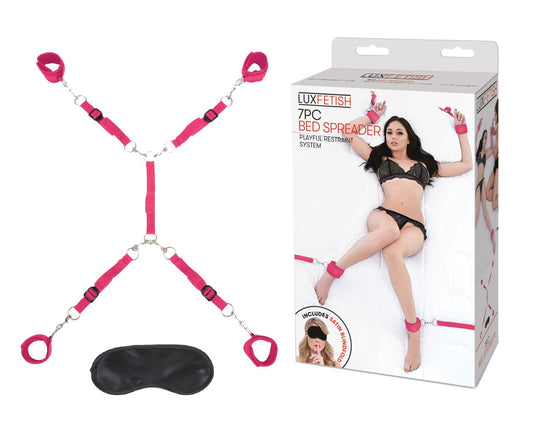 LUX FETISH Bedspreader Restraint System pink (7pc)