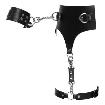 Leder-Strapsgurt mit Hand- und Oberschenkelfesseln - OH MY! FANTASY