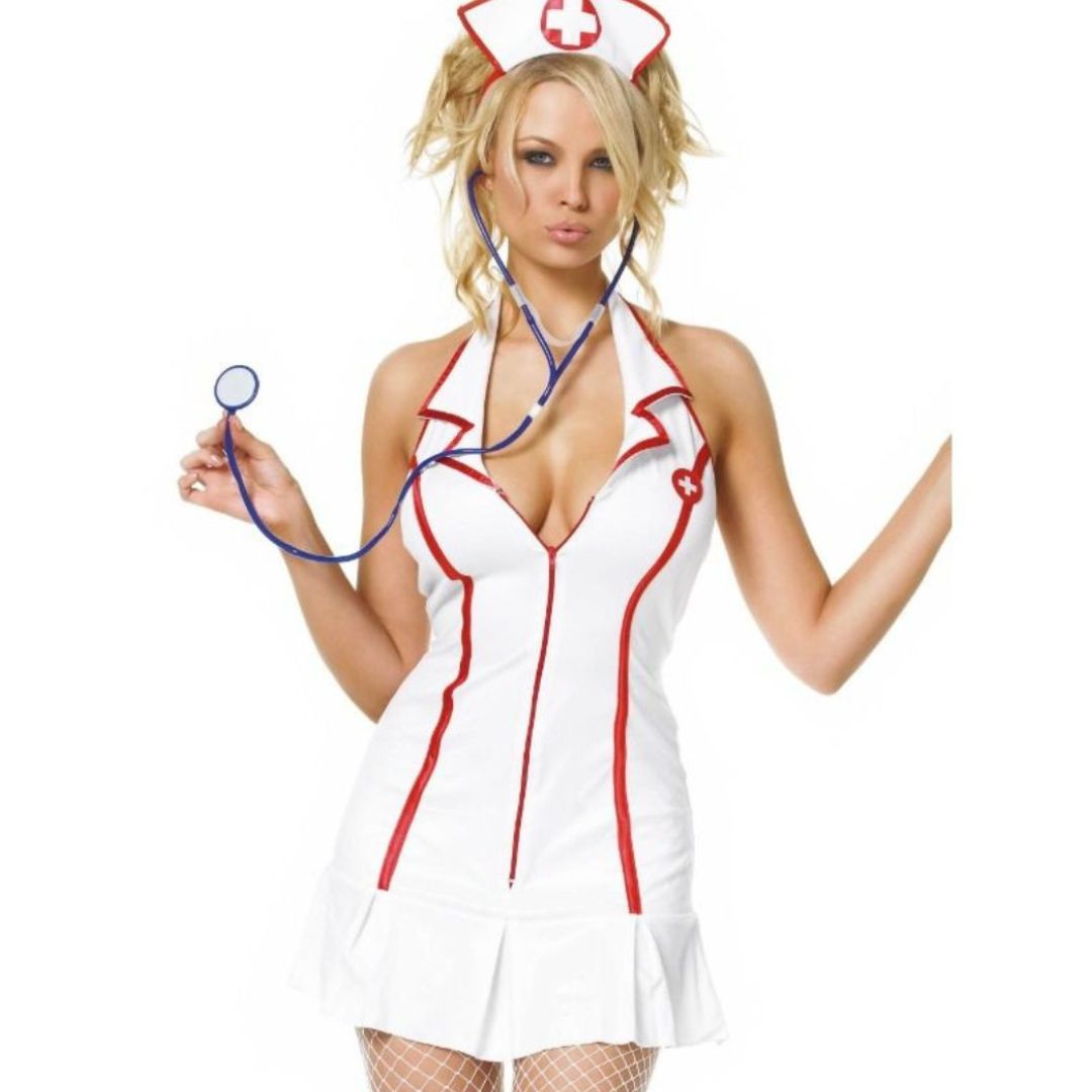 Krankenschwester Kostüm-Set mit Mütze und Stethoskop - OH MY! FANTASY