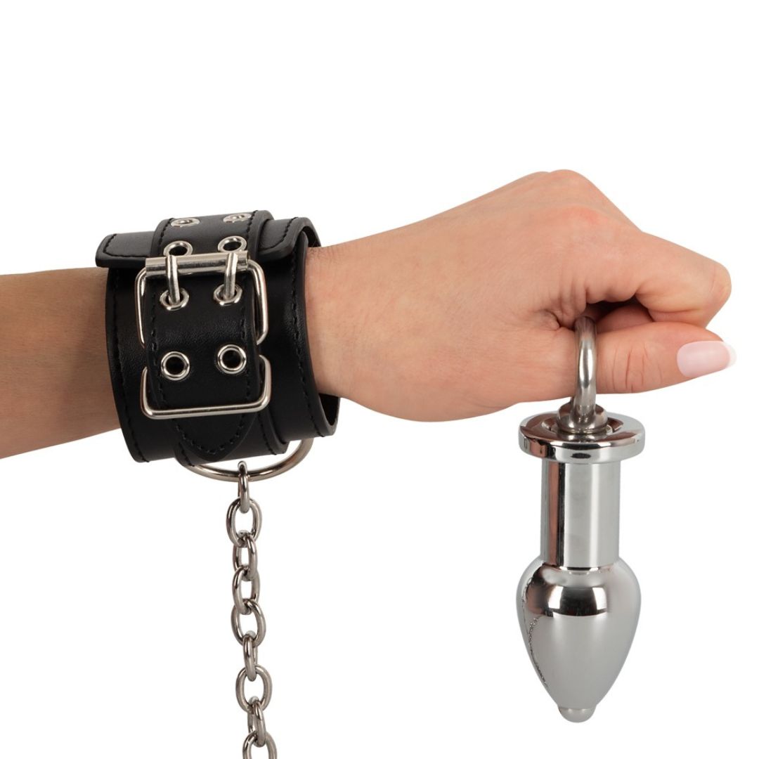 Handfessel-Set mit Analplug, Kette und 3 Schlösser - OH MY! FANTASY