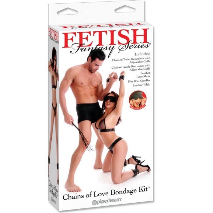 Fessel-Set "Chains of Love Bondage Kit" mit Peitsche, Augenbinde und Kerzen - OH MY! FANTASY