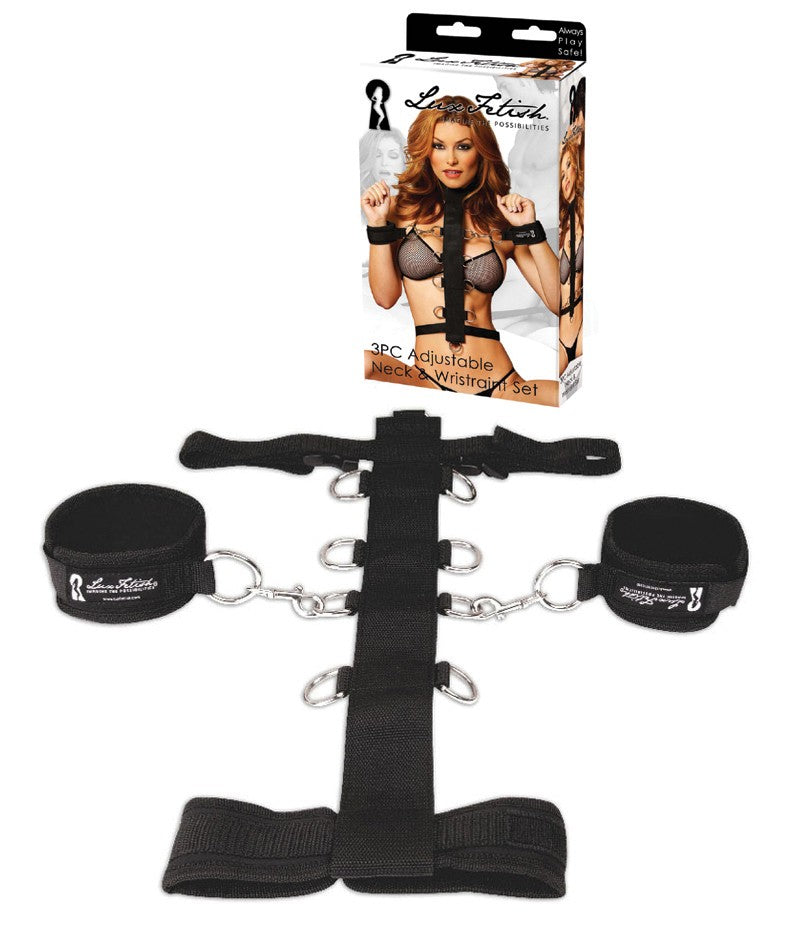 LUX FETISH 3pcs Adjustable Neck & Wristraint Set